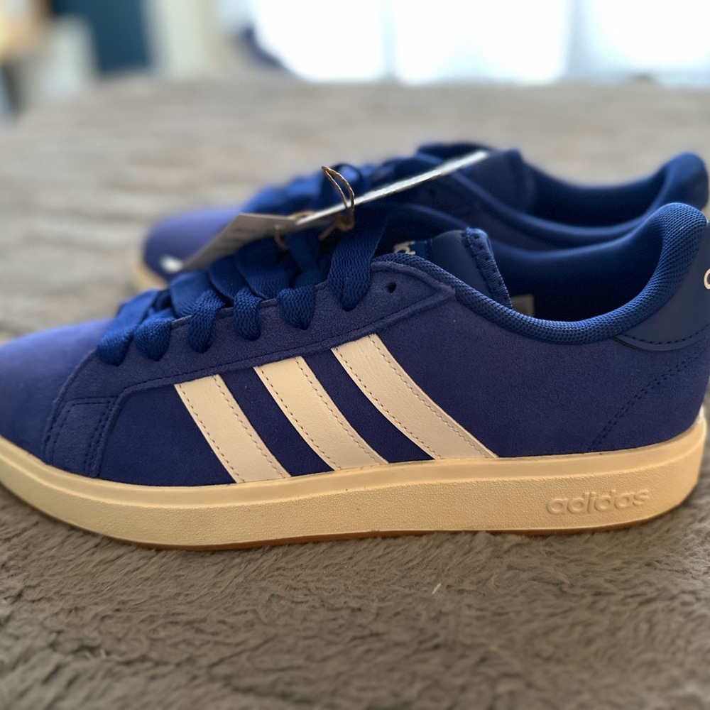 adidas Royal Blue Suede Sneakers with White Stripes